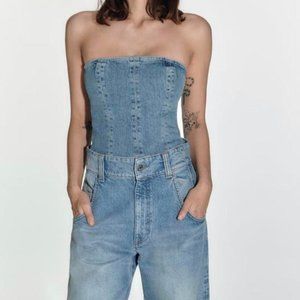 NWOT Women's Navy and Blue Corset top in excellent condition